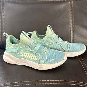 Puma Kids Sneakers - Aqua and Lime Green